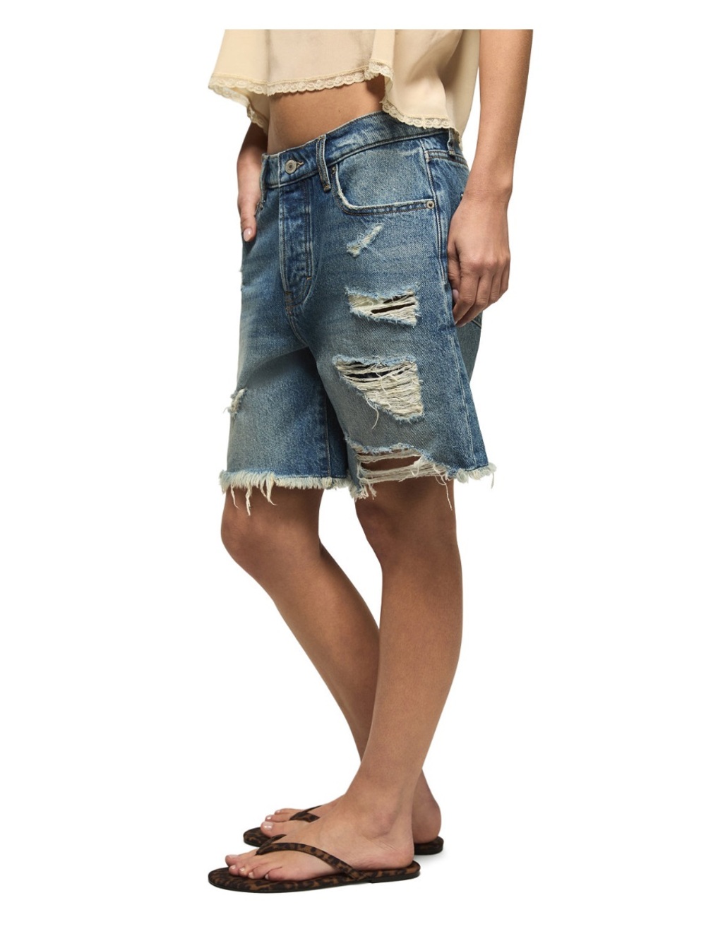 🌀Lucky Brand NWT Distressed Denim Shorts - Blue - Picture 12 of 12